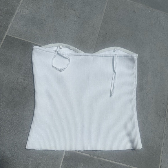 White Ribbed Women's Top - Picture 3 of 5